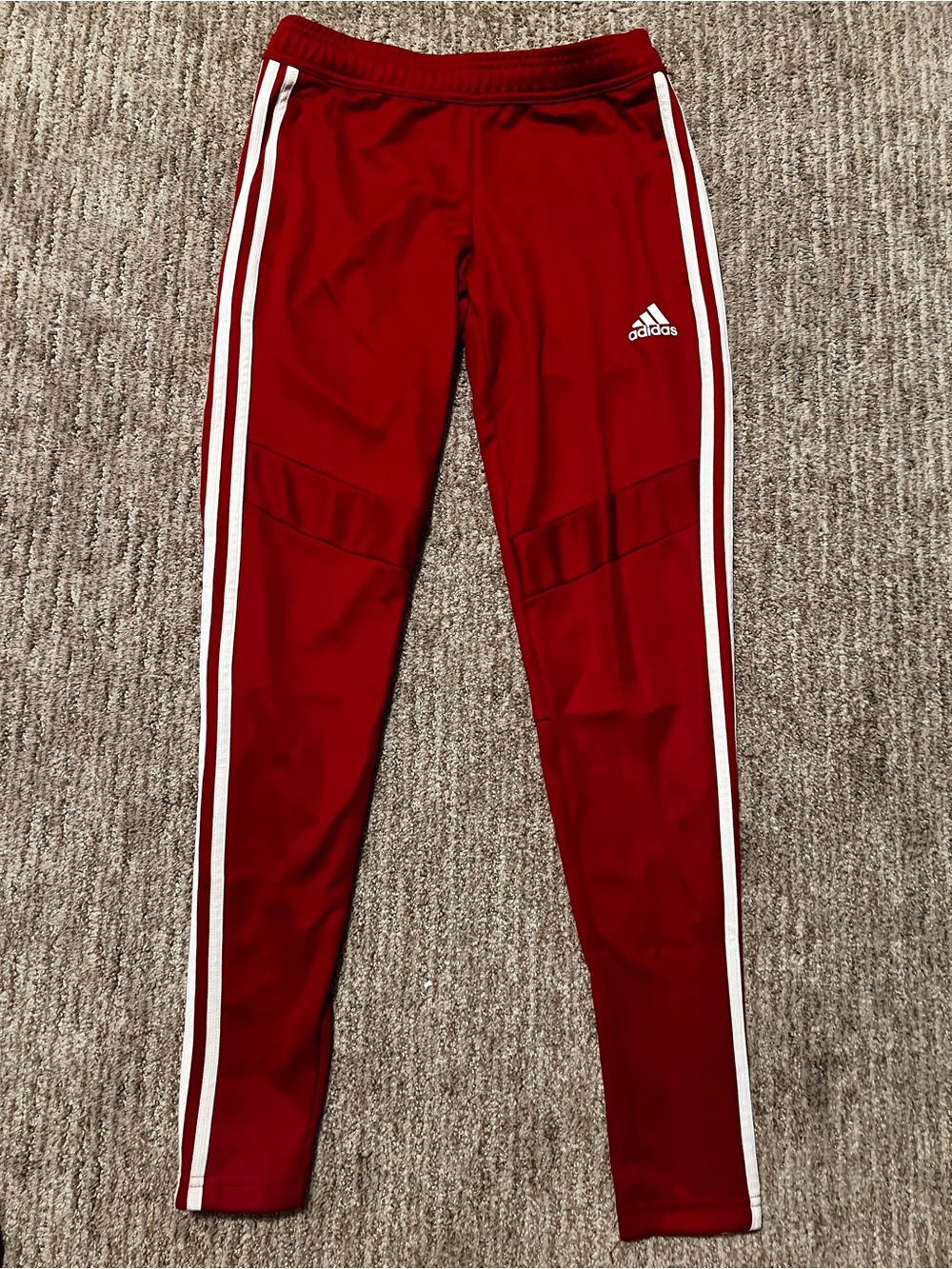 adidas Red Joggers with White Triple Stripes